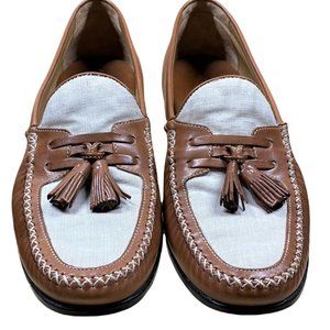 Johnston Murphy Sheepskin tu-tone /Tassel men's slip on shoes 10 M